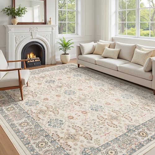 cotiled Tapis 9x12 salon lavable multicolore traditionnel