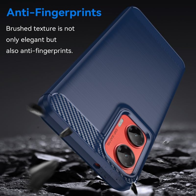 Image of NPRC Hybrid Ultra Slim Protective Case TPU Non-Slip Carbon Fiber Texture Shockproof Case Cover for Moto G35 - Blue