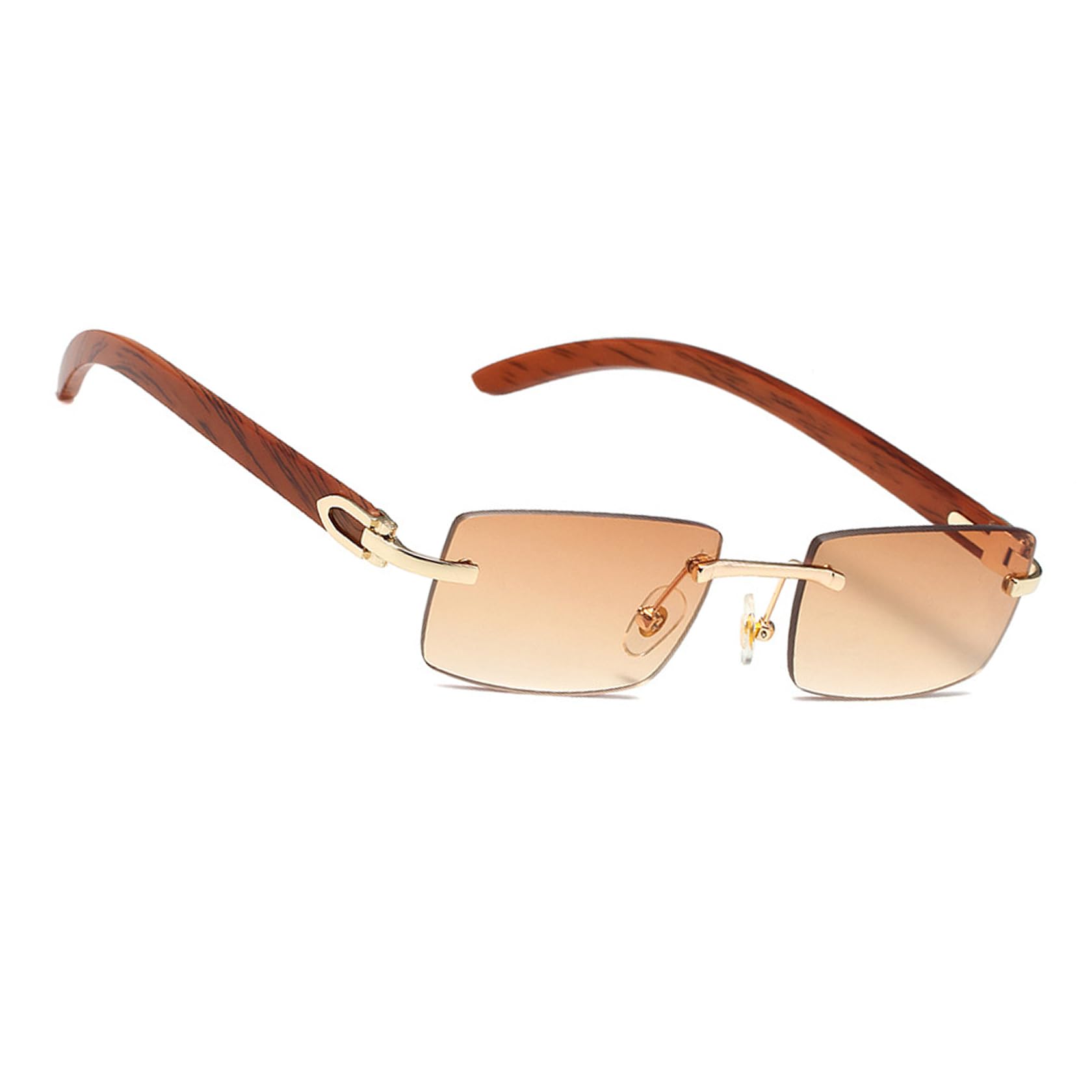 Rectangulares Sin Montura para Hombre Mujer, Correa Gafas, Gafas de Sol Sin Retro Vintage, Protección UV, Gafa de Sol con Montura Cuadrada Ultra Pequeña