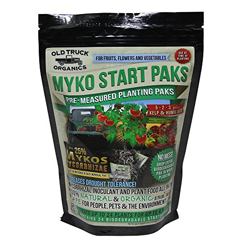 Myko Start Paks 5-2-3 Organic Fertilizer Pre-Measured Transplant Paks with MYKOS Mycorrhizae, 24 Count Bag