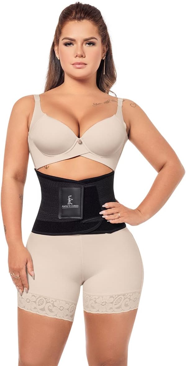 Forma Tu Cuerpo Waist Trainer Neoprene Black Belt - Adjustable Lumbar Support Belt for Workout, Back Support for Men & Women