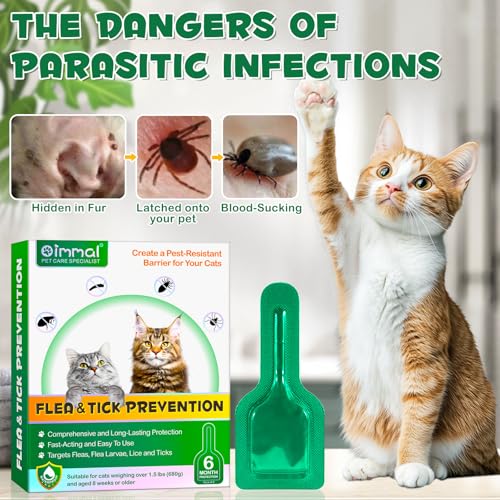 Fllea- en tekenbescherming voor katten en katten, natuurlijke kattenontwormingsdruppels, 2 x 6 pipetten fllea- en tekenbescherming, veilige formule voor zachte effectieve verdediging, snelwerkend - Afbeelding 4