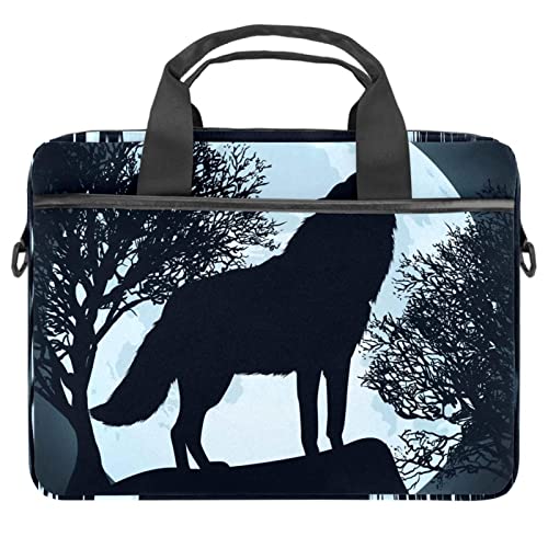 Sac ordinateur 13 à 14.5 pouces loup pleine lune multicolore - Sacoche bandoulière portable