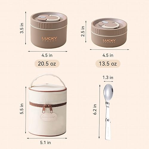 Miniatura 10 de VANDHOME Lonchera térmica Bento para adultos, contenedor de almuerzo portátil para mantener la comida caliente, con bolsa aislada, recipiente de
