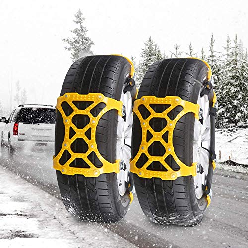 Car Snow Chains - Premium Quality Strong Durable All Season Anti-Skid Car, SUV, and Pick Up Patterned Tire Chains for Emergencies and Road Trip