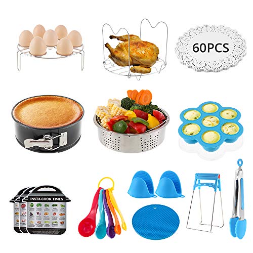 amorus Accessories for Instant Pot, Pressure Cooker Accessories Compatible with Instant Pot 5/6/8Qt - Steamer Basket, Springform Pan, Egg Bites Mold, Oven Mitts, Cheat Sheets, etc