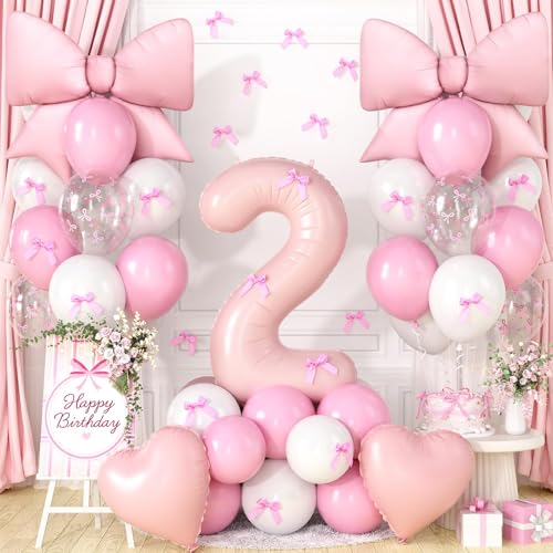 Image of 2nd Birthday Decorations for Girl,Pink 2 Balloons for Party Decorations