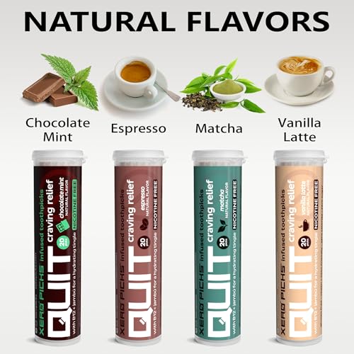 Image of Xero Picks Infused Flavored Toothpicks to Help Quit Smoking - Nicotine Free (Espresso, 3 Pack) Non-GMO Kosher Vegan