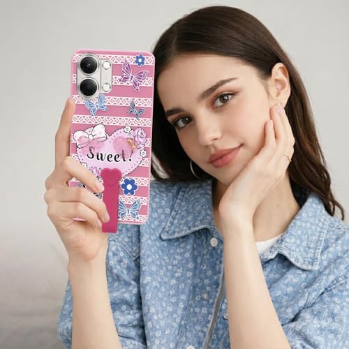 Image of Jkobi Back Cover Case for Vivo Y11 | Vivo Y21 5G (3D Cute Heart Strap Holder | Camera Protection | Designer Girls Print)