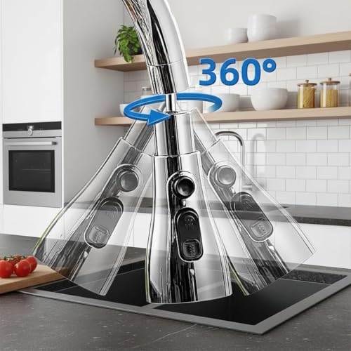 Image of EVANEX Kitchen Faucet 304 Grade Stainless Steel Pull Down Kitchen Faucet 360 Degree Rotating Tap for Sink Water Saving Aerated Flow Deck Mounted Kitchen Sink Faucet