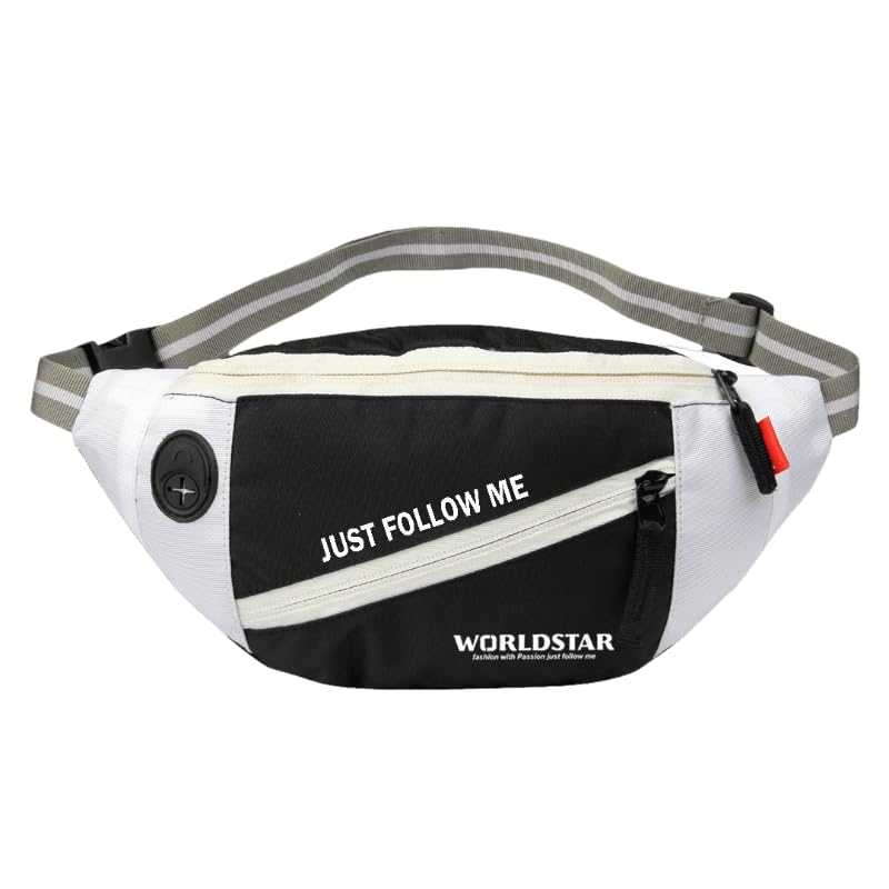 world star Polyester Waist Pack Travel Handy Hiking Zip Pouch Document Money Phone Belt Sport Bag for Men and Women and Adult | Multicolor | binstar Swag White Chain Waist Bag-picture-26