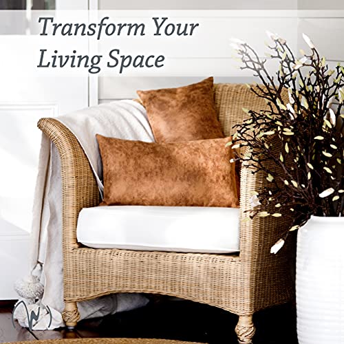 2 Pack Faux Leather Lumbar Pillow Cover, Natural Soft Touch 12X20 Lumbar Throw Pillow Cover, Decorative Pillow Covers For Couch, Boho Vegan Leather Pillow Cover, Accent Pillow, Modern Farmhouse Decor #TOP3