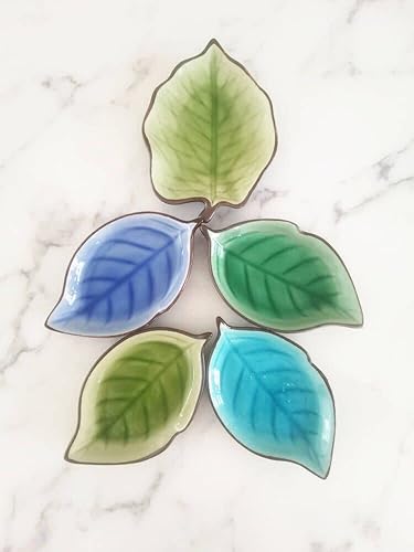 Viridis1 - Soporte de cuchara de cerámica para encimera de cocina estufa y mesa de comedor con bonita cuchara forma de hoja 67 x 39 pulgadas