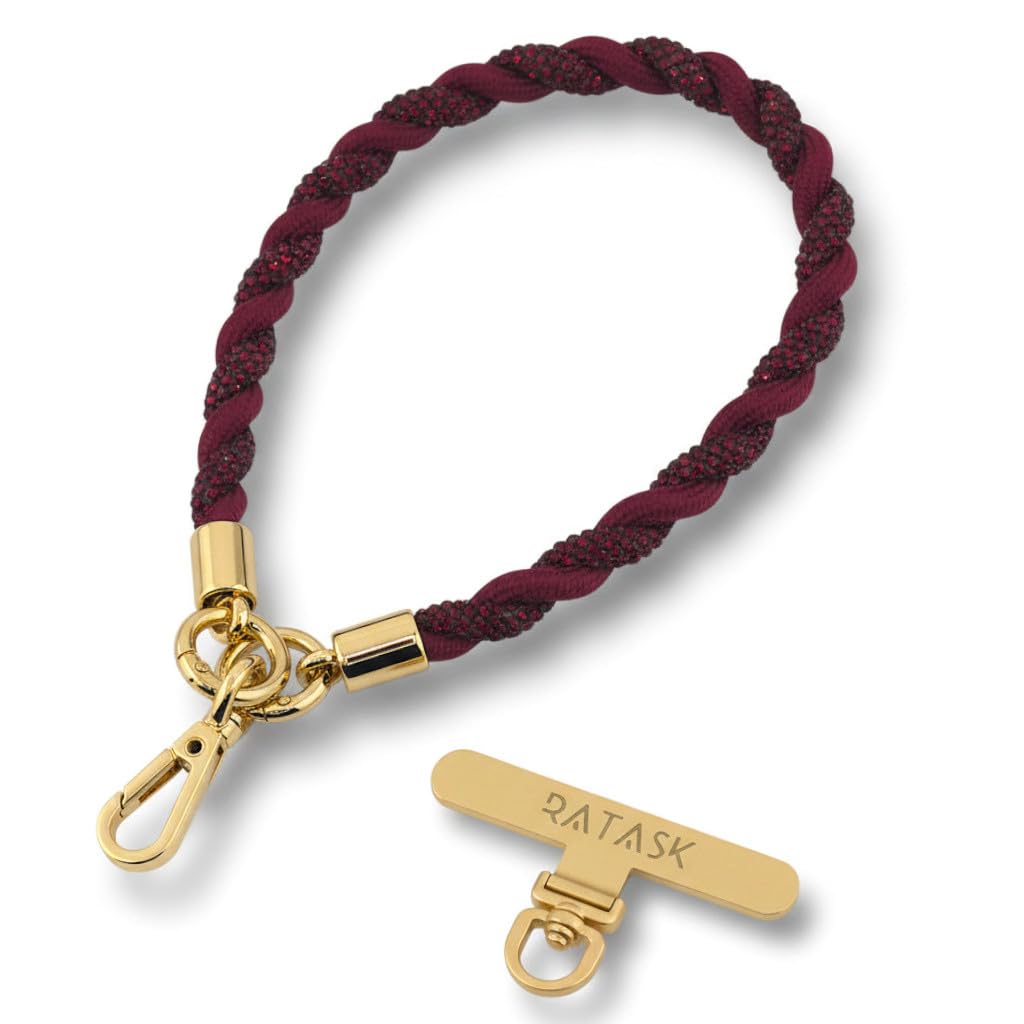 RATASK Phone Diamondy Lanyard, Mobile Phone Strap, Wrist Strap, Camera, Key Lanyard, Mobile Pendant Accessory (Red)