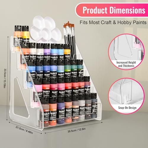 Image of CELSOL 5-Tier Acrylic Paint Organizer - Clear Snap-On Storage Rack for Paints & Art Supplies, Elevated Design for Versatile Storage, No-Tools Setup & Quick Access, Larger Capacity & Smaller Footprint