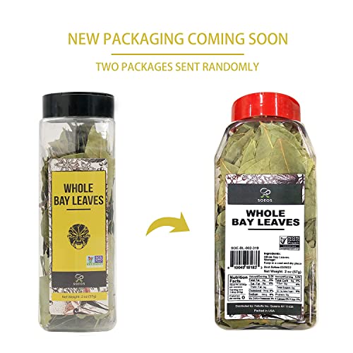Soeos Bay Leaves Whole, Non-Gmo Verified, Dried Bay Leaf, Freshly Packed To Keep Fresh, Bay Laurel Herbs For Cooking,Bay Laurel Leaf, Dried Bay Leaves, Fresh Bay Leaves, Green 2Oz (57G) #TOP1