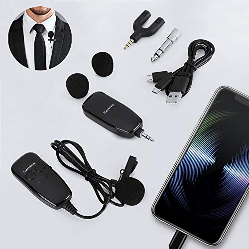 Draadloze microfoon, UHF-dasspeldmicrofoon TPE Anti-verstrikking Clip-on microfoon met een werkafstand van 50 m(Lavalier… - Afbeelding 8