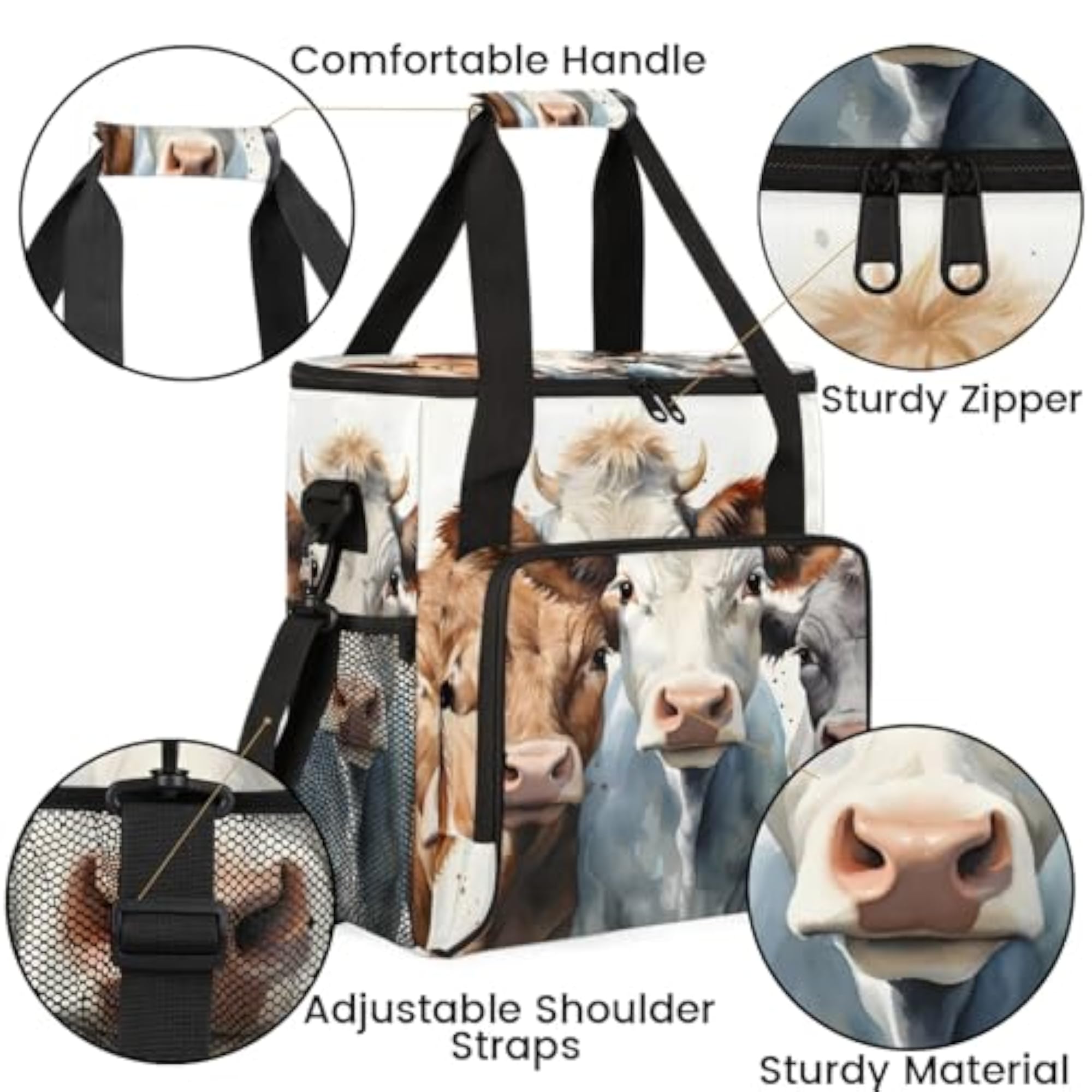 Cow Animals Coffee Maker Carrying Bag, Insulated Tote