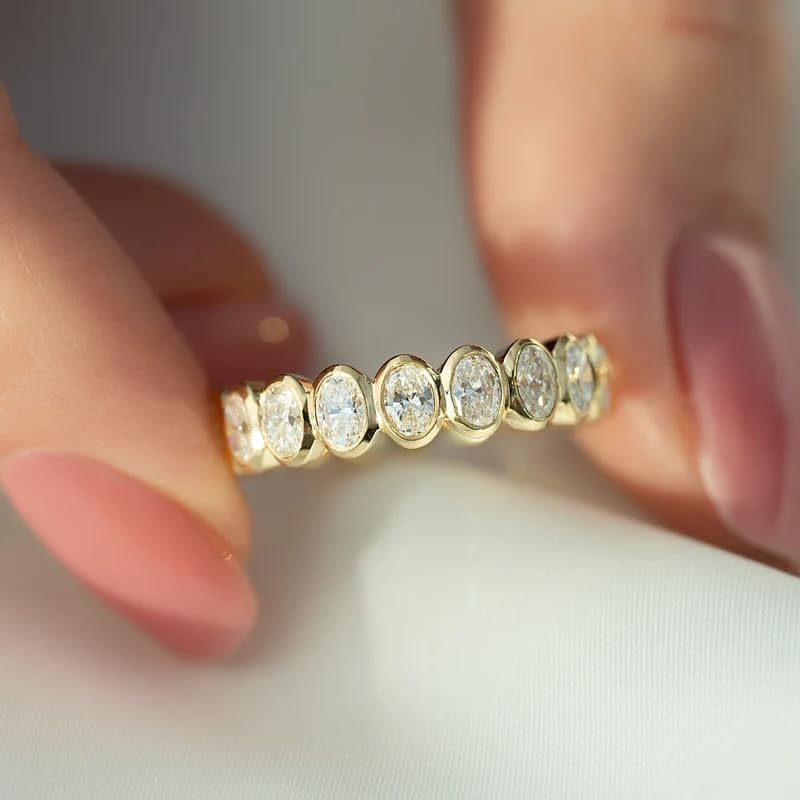 14K Gold Plated Ring 925 Sterling Silver Cubic Zirconia Wedding Ring Eternity Bands for Women Lover - Image 6