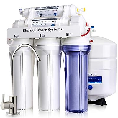 iSpring RCC7 High Capacity Under Sink 5-Stage Reverse Osmosis Drinking Water Filtration System and Ultimate Water Softener