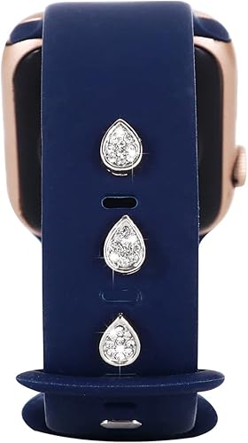 3 piezas de clavos decorativos de metal brillante compatibles con Apple Watch Band 45444241401.496 in bandas de silicona para mujeres iWatch Series
