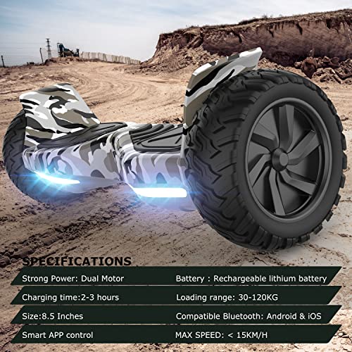 GeekMe Elektrische scooter All Terrain zelfbalancerende scooter, met krachtige led-motorverlichting, bluetooth-app voor… - Afbeelding 6