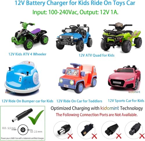 Image of Electric Ride on Auto Cut-Off Charger for Kids Ride-On Car | Battery Charger for Electric Baby Car, SUV Toy Vehicles | Power Adapter Accessories & Parts | Car Battery Charger for SUV Car