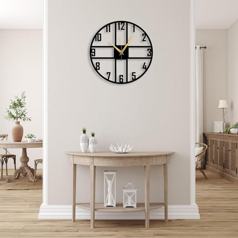 Image of Stylish Metal Wall Clock for Living Room, Bedroom, Office, Kitchen, Home and Hall | Antique Fancy Big Size Modern Wall Watch for Home Decor (DA-44, 60 CM)