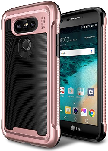 E LV Case for LG G5 - Hybrid [Scratch/Dust Proof] Armor Defender Slim Shock-Absorption Bumper Case for LG G5 - [Black/Rose Gold]