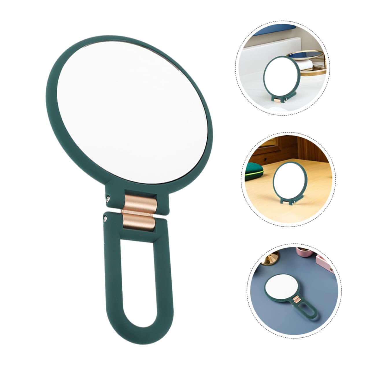 Homoyoyo 2 Piezas Espejo de Mano Doble Cara Plegable Aumento para Maquillaje y Afeitado con Mango Ergonómico Compacto y Ligero Espejo Portátil para Viaje y Escritorio