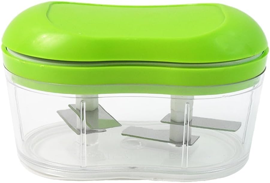 - Manual Hand Push Double Blade Food Chopper for Kitchen Mini Portable Vegetable & Garlic Chopper with Transparent Bowl | Multipurpose Onion, Herb & Nut Cutter | Easy Clean Non-Electric Kitchen Gadget