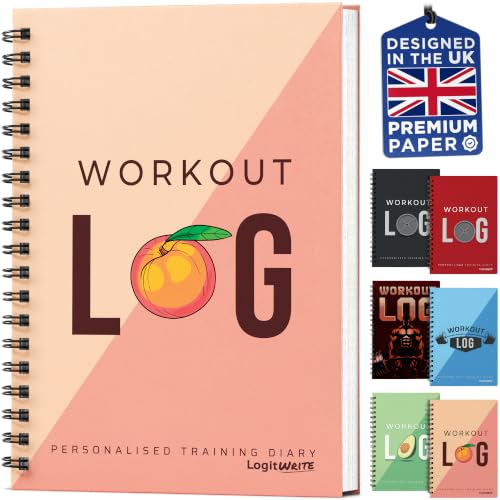 Workout Planner for Daily Fitness Tracking & Goals Setting - A5 Size 6 x 8 Peachy Pink - Improved Thicker Cover - Men & Women Personal Home & Gym Training Diary - Log Book - by Workout Log Gym