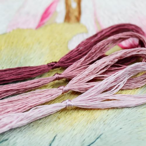 Image of 4 Skeins Mulberry Silk Floss Embroidery Thread Floss-Cross Stitch Threads China Silk Woven Jewelry Threads DIY Sewing Kits (16)