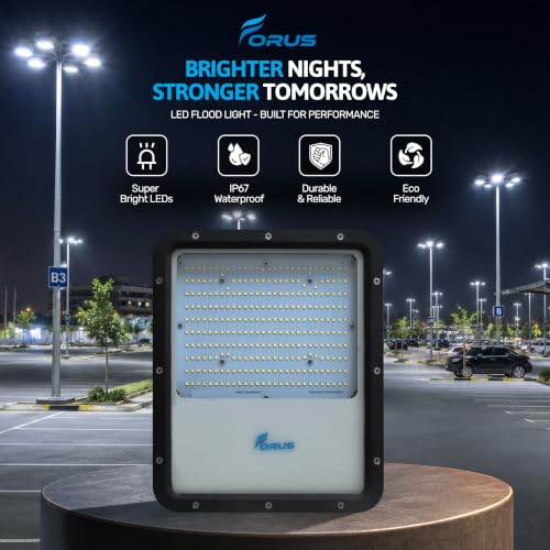 Image of Forus 200W LED Flood Light Outdoor, IP67 Waterproof Wall Mounted Outside Light, High Bright Daylight White LED Flood Light for Parking, Society, Industrial & Flood Lighting with 4 Years Warranty-1 Pc