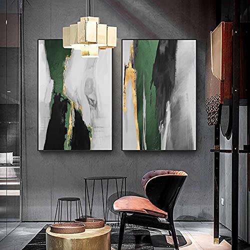 Affiche feuille d'or verte grand format pour salon moderne chic