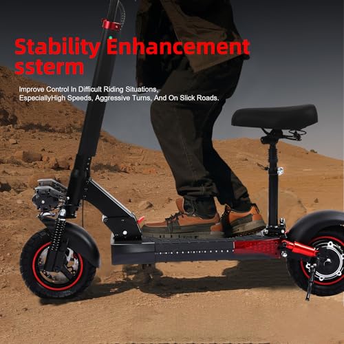 Image of Electric Scooter Adults,1200 /1600W Motor, 30 /34 MPH Top Speed & 30 /40 Miles Range, 48V 18 /21AH Big Battery, 10 /11 inch Off-Road Tire Folding E Scooter with Seat, Dual Braking System, Double Suspension