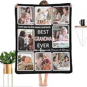 SHIYEL Gifts for Grandma Customized Blanket with Photo, Make a Personalized Grandma Blankets with Pictures Custom…