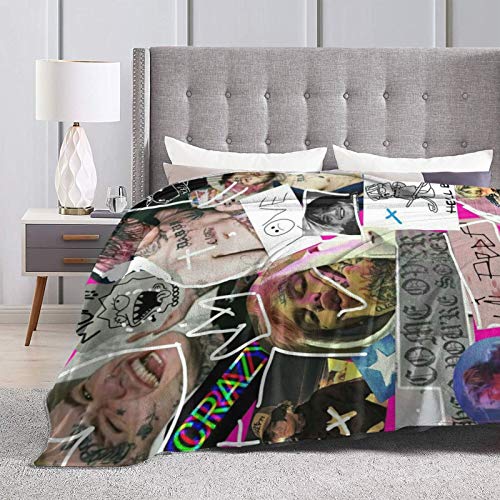 Cnaowhg Lil Blanket Peep Rapper Flannel Blanket Hippie Psychedelic Art 3D Printed Soft Shaggy Throw Blanket All Season Warm Blanket For Couch Sofa Bedroom Decoration 60"X50" #TOP3