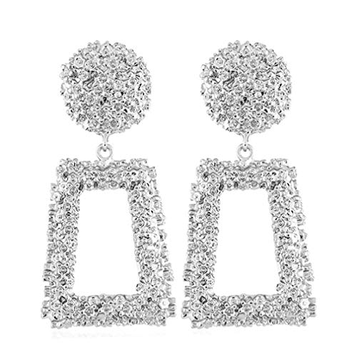 Bobury 1 Par Moda Geométrico Aretes Plata En Relieve Floral Pendientes Mujer Gota de Oreja Regalo de Joyería por SamGreatWorld