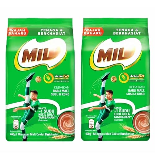 Image of Milo Activ-Go Chocolate Malt Drink Powder 400g, Imported. (Pack of 2)