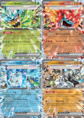 Ogerpon Mask ex Card Lot – Teal Hearthflame Wellspring Cornerstone - Pokemon Twilight Masquerade...