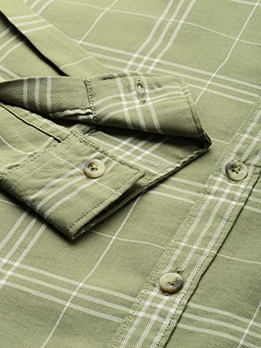 Image of The Indian Garage Co Men Slim Fit Checkered Full Sleeves Spread Collar Casual Shirt