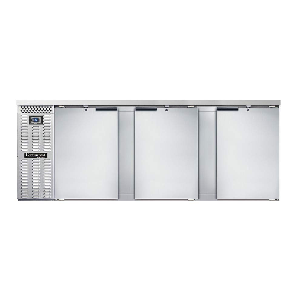 BBC90S-SS Three Section Refrigerated Back Bar Cooler by Continental Refrigerator – Stainless-Steel