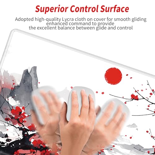 Image of Cherry Blossom Mouse Pad Sakura 36x12 Desk Mat Japanese Desk Pad Gaming Large Mousepad Long Mouse Mat Extended Computer Mat for Wireless Mouse Non Slip Work Women