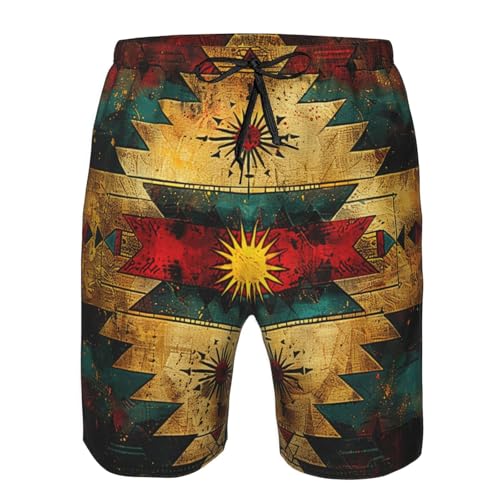 Native American Indian Aztec Tribes Geometric Men's Quick Dry Swim Trunks Surfing Beach Mesh Board Shorts4