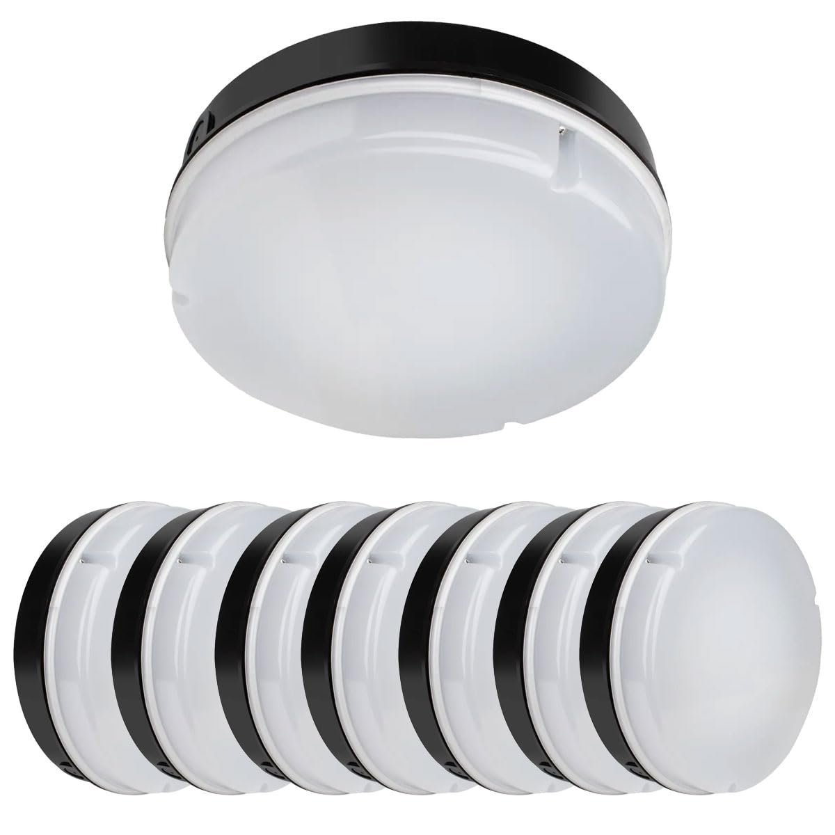Bright Source 10x Wall & Ceiling Round Utility LED Bulkhead, Black, Corridor Function, Switchable Wattage 9W 14W 18W, IP65, 120° Beam Angle, Switchable 3CCT Colour Temperature 3000K 4000K 6000K — image 1