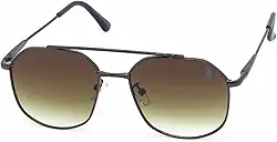 Óculos de Sol Aviador Casual Unissex Polo London Club, feito em Metal Stainless Steel e lente em Policarbonato com Proteção UV400 Kit contém Case Couro ECO Ref VT5805