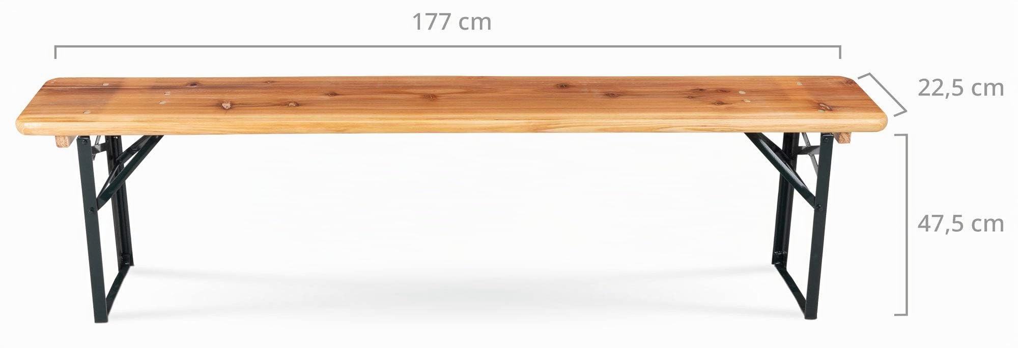 Stagecaptain BBB-180 Hirschgarten Panchina Da Birreria 177 cm Natur 4x Set | 4 robuste, lunghe panche da birra, Cerniere metalliche stabili, facili da aprire/chiudere, Superficie verniciata, 5 x 47