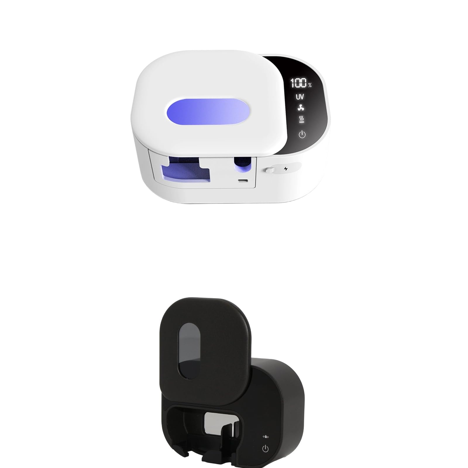 Portaspazzolino automatico con coperchio mobile, supporto per asciugatura, custodia in ABS a 2 slot per riporre quotidianamente lo spazzolino in bagno Portaspazzolino automatico con coperchio mobile