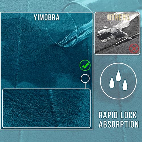 Image of Yimobra 2 Pieces Memory Foam Bath Mat Sets, 17x24+44.1x24 Inches for Bathroom Rugs, Toilet Mats, Non-Slip, Soft Comfortable, Water Absorption, Machine Washable (Peacock Blue, 17 inchx24 inch+31.5 inchx19.8 inch)